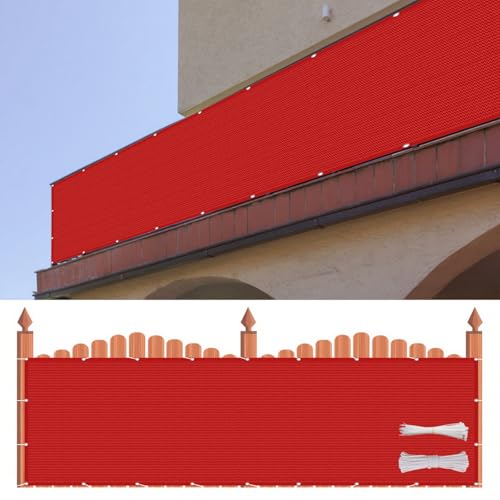 Cache Vue Balcon 90 x 110 cm HDPE 220G/M², Protection Contre Vent, Soleil, Brise Vue Balcon Exterieur Pare-Vue de Diverses Tailles Au Choix pour Jardin...