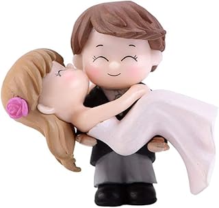 Lovers Bride Groom Statue for Fairy Garden, Dollhouse, Wedding Cake Toppers, Non-Edible Cake Decoration Toppers, Cake Toppers, Decoration