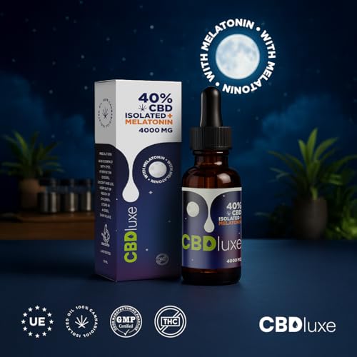 CBDluxe | Huile de CBD 40% Isolat (+Mélatonine)| Puissance Maximale | Pureté Optimale | 4000 mg | 0% THC | Testée en Laboratoire | Certifiée CPNP (10ml) – Image 3