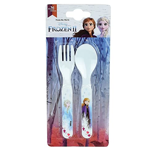 FUN HOUSE Disney Eiskönigin Besteck-Set, wiederverwendbar, mit Gabel und Löffel, für Kinder, Höhe 13,5 x Länge 3 cm, wiederverwendbar