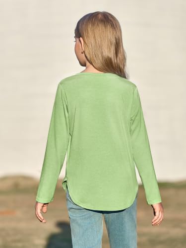 Image of Haloumoning Girls Long Sleeve T Shirts Kids Crewneck Tops 5-14 Years