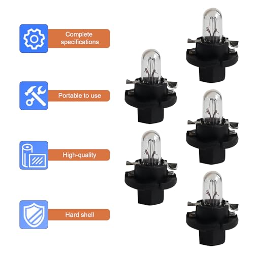 5 Piezas Luz para Tablero T5 12V 1.2W DB501 BX8.4d Blanco miniatura 5