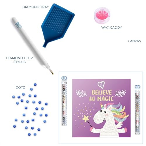 Image of DIAMOND DOTZ Believe in Magic Dotz Box Unicorn Diamond Painting Kits for Adults - Diamond Art Kits a Relaxing Creative Craft Kit with Dotz Gems 8.7 inchx8.7 inch