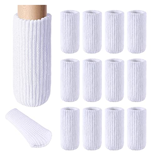 Möbelbeine, 24 Stück, Anti-Geräusch-Möbelbein-Socken, hochelastisch, gestrickt, Stuhlbein, Bodenschutz, rutschfest, verdickende Tischfüße, Abdeckungen (Farbe: Weiß) Cover