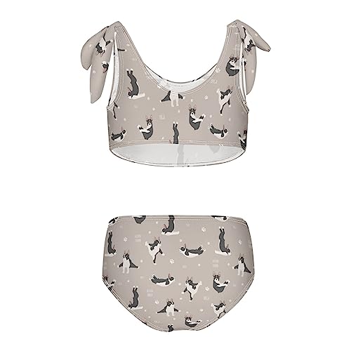Image of Raccoon and Paw Print Pattern Girls Bikini Sets 2 Piece Swimsuits Bathing Suit Swimwear
