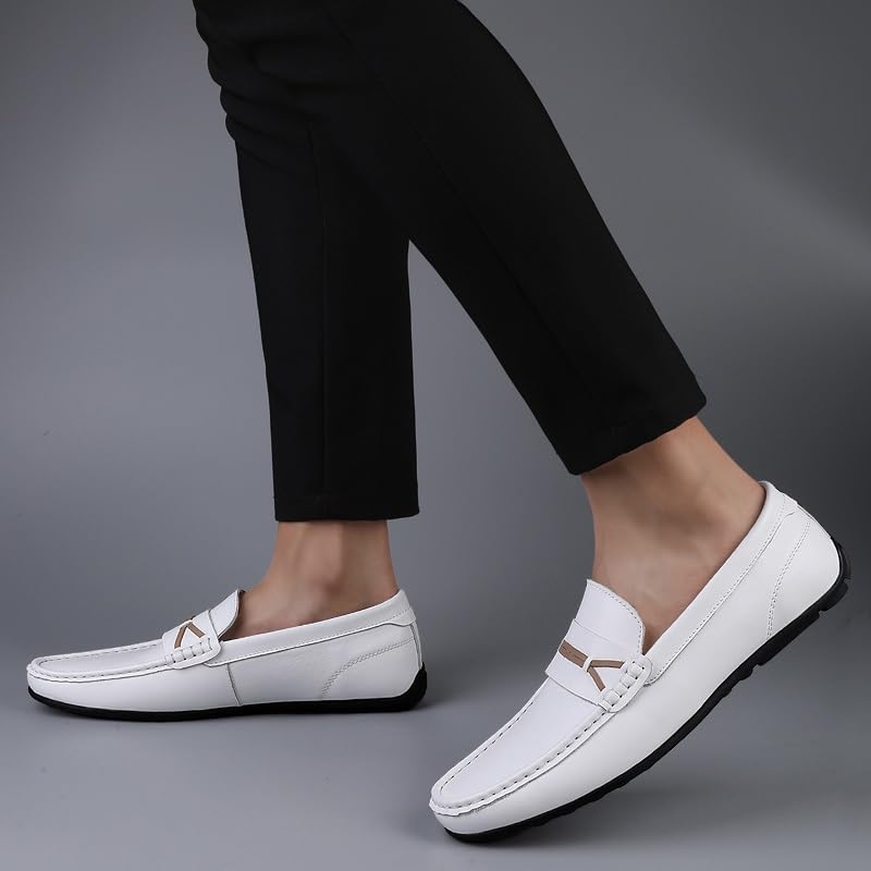 Mens Loafers Shoe Round Toe Leather Penny Loafers Flexible Lightweight Anti-Slip Walking Casual Slip-ons4
