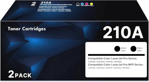 Image of 210A Toner Cartridges with Chip Replacement for HP 210A 210X, Works for HP Color LaserJet Pro MFP 4301fdw Wireless Printer, MFP Pro 4301fdn 4201dw 4201dn,Color Pro MFP 4301 4201 Printer (2 Pack)