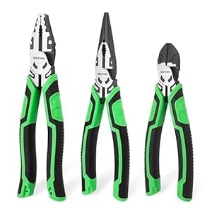 HURRICANE 3 Pieces Pliers Set, Heavy-duty Pliers Set, with 8 Inch Linesman pliers, 8 Inch Needle Nose pliers and 6 Inch Diagonal Cutting pliers for Basic Repair