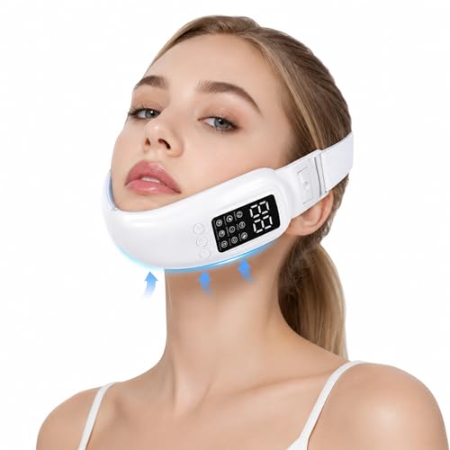 LOVEALERT V-Face Machine with LED Screen – 8 Modes & 15 Intensities Electric Double Chin Device, Facial Massager for Jawline Shaper, Face Slimming Tool for Home Use