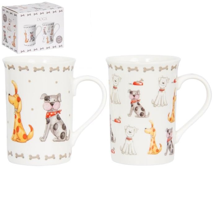 Lesser & Pavey Faithful Friends Dog Mugs Set of 2 | Ceramic Coffee Mugs Set for Home or Work | Premium Design Mugs Set for All Occasions | Lovely Mugs for Tea, Coffee & Hot Drinks