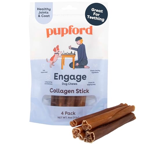 Pupford Collagen Stick Chews for Dogs & Puppies All Natural Healthy Bully Stick and Bone Alternative Treat (6 4 Pack)
