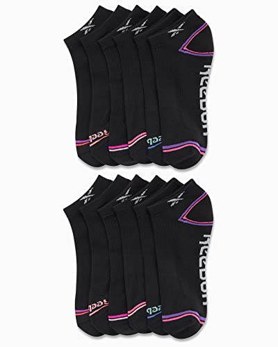 Reebok Girls' 12 Pack Performance Cushion Comfort No Show Socks - Breathable Active Socks for Girls (4-10) - Pink2