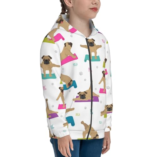 Yoga Dogs Poses Kid Hoodies Boys Zip Up Sweatshirts Girls Pullover with Pocket4