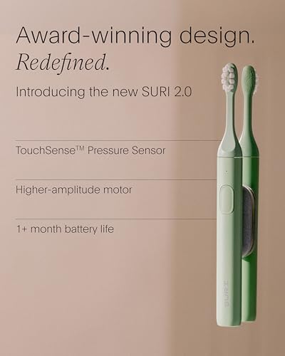 Image of SURI 2.0 New Sonic Electric Toothbrush with Pressure Sensor | 1 Month+ Battery | Electric Toothbrush for Adults | Travel Toothbrushes | Tooth Brush | Green