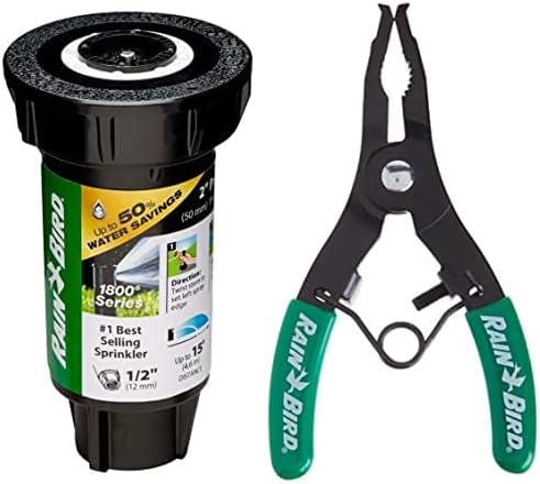 Rain Bird 1802HDSPRS - Aspersor profesional de doble rociado emergente con regulación de presión (PRS), patrón de medio círculo de 180, distancia de