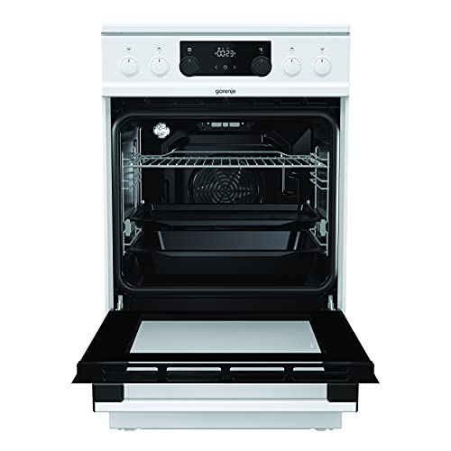 Foto von Gorenje ECS 5350 WPA Elektro-Standherd mit Glaskeramik-Kochfeld / 50 cm / 70 Liter / ExtraSteam / ChildLock / GentleClose / Versenkbare Knebel / AquaClean / PerfectGrill / Teleskopauszüge / weiß