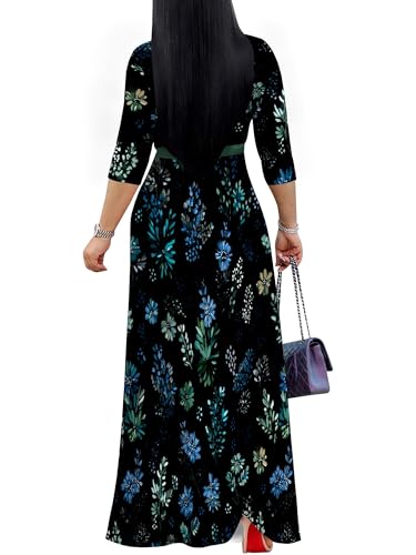 Image of PinkPatty Women's Long Sleeve Maxi Dress Plus Size Trendy Wedding Guest Dress with Pockets&Belt