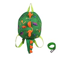 TOPWAYS Kids Dinosaur Backpack Boys Girls Toddler Rucksack, Cartoon Safety Anti-Lost Strap Rucksack with Reins, for 1-5 Years Old Toddler (Green)