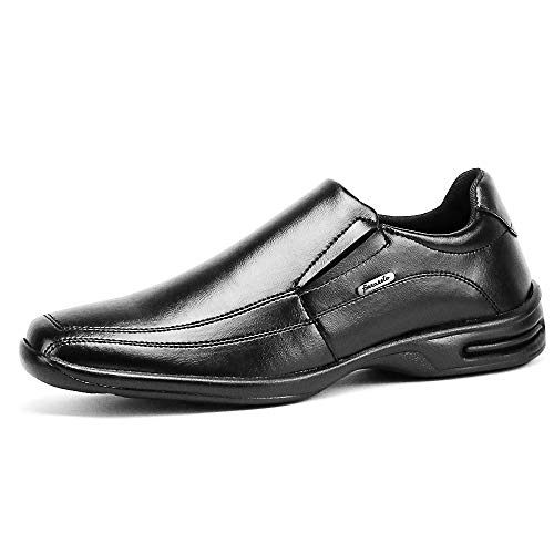 Sapato Social Conforto Brilhante Sapatofran Masculino (44, PRETO-PRETO-BRILHO)