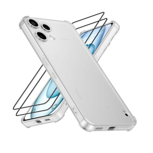LACAE Transparent Handyhülle für Nothing Phone 3a Lite Hülle mit 2 Panzerglasfolien, Weiche TPU Stoßfest Schutzhülle mit Airbag-Ecken Rundumschutz - Transparent