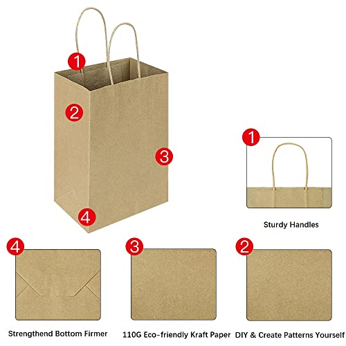 Oikss 100 Pack Kraft Paper Bags