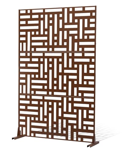 VEVOR Paravent, 91x50,8x191 cm, Sichtschutzwände & -paneele für den Außenbereich, freistehende Trennwand mit Ständer, dekorativer Garten-Sichtschutz für Balkon, Terrasse, Innenbereich, Braun