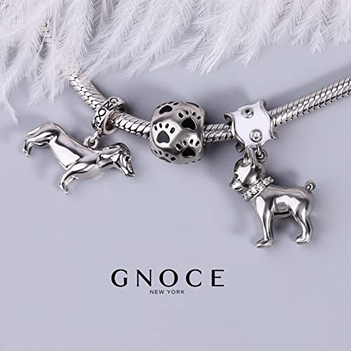 Image of GNOCE Pet Dog Bead Charm for Women,Silver Charms Necklace Bracelet for Her, Jewelry Gift