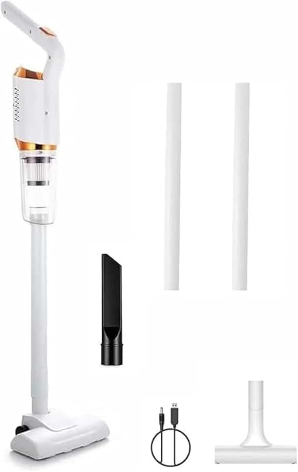 Aspirador de Pó Vertical Portátil Multiuso Casa Automotivo Filtro Reutilizável 600ML Sem Fio 110/220V 3 Opções de Limpeza, Acompanha Mop Escovas e Extensor, Uso Interno & Externo Potente