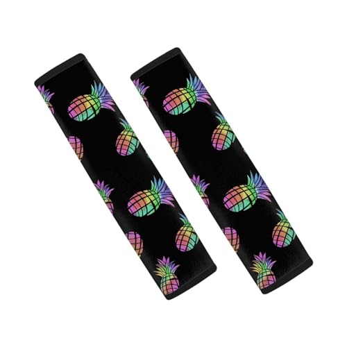 Image of AFPANQZ 2 Pack Car Seat Belt Covers for Adults Fashion Hawaiian Pineapple Pattern Safety Seatbelt Pad Cushion Adjustable Universal for Most Car Laptop Backpack Luggage Bag Straps Pads Black