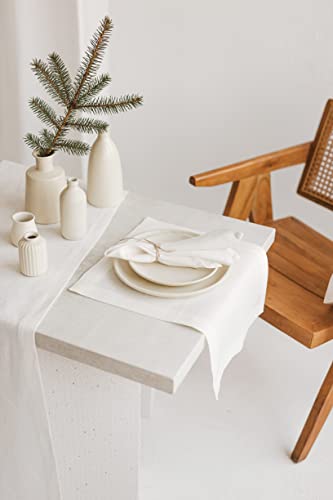 Pure 100% Linen White Napkins - Cloth Napkins Set Of 6-17X17-Inch Flax Linen Dinner Napkins Cloth Washable - Heavyweight Thick Natural Fabric #TOP1
