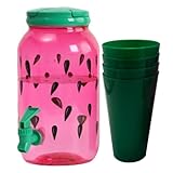 3.8L Drink Dispenser with Tap, Plastic Juice & Water Dispenser for Kids, Summer-Themed Pitcher with Handle, Perfect for Outdoor Play & Mud Kitchens