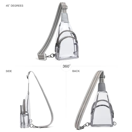 Image of LATMAP Clear Bag for Stadium Events 12x6x12 Clear Purse with 3-Zipper Pockets Crossbody Handbag Tote for Concerts Sports
