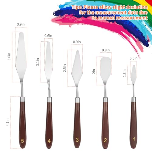5pcs Palette Knife,Stainless Steel Spatula Palette Knife set, Pallet Knife,Painting Knives,Oil Painting Accessories for Oil, Canvas, Acrylic Painting By EGYPAMID - Image 3