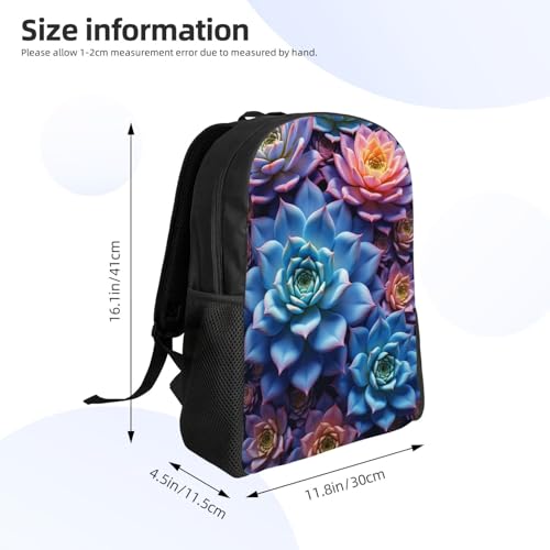 Comfort Fit Unisex Close Up of Bunch of Colorful Succulents Backpack Gre Durable Daily Commute Travel Adventures 16 in4