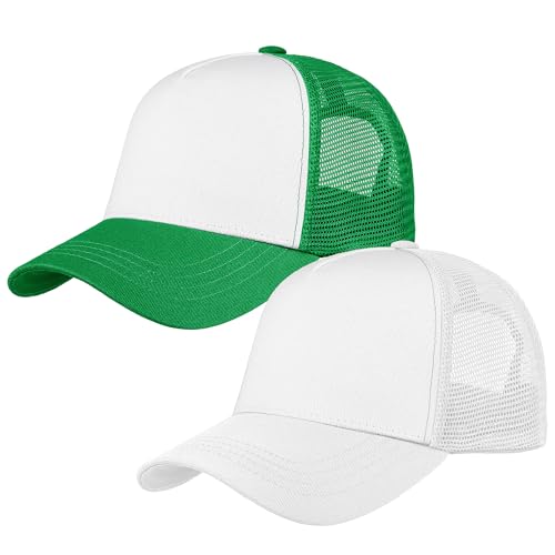 Image of Falari 5-Panel Mesh Baseball Cap, Trucker Hat, Structured Plain Design, Cotton, Adjustable Size