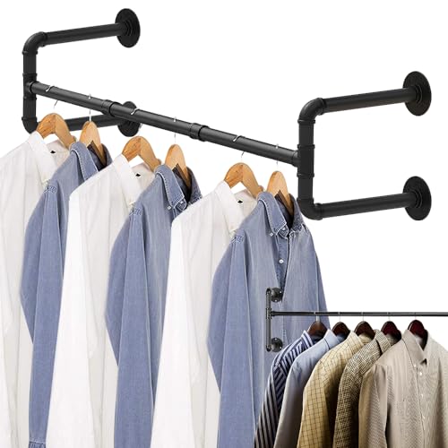 Lista de Estanterías de almacenaje para techo para comprar hoy. 43 Perchero Industrial en Pared 120cm Barra de Ropa para Colgar Pared Colgador Estante de Ropa Desmontable Resistente Barra Colgante Multiusos para Clóset Tubo para Colgar Ropa...