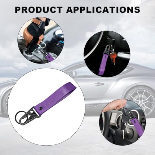 Image of Wevdn Car Key Chain, Fabric Metal Practical Multifunctional Motorcycle Keychain, Anti-Lost Keychain with O-Ring for Men Women (Purple)