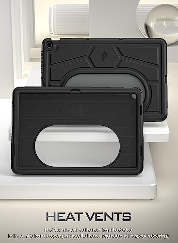 Poetic TurtleSkin Series for Google Pixel Tablet Case 11 inch (2023), Heavy Duty Shockproof Rugged Kids Friendly Drop Protection Silicone Cover Case, Black