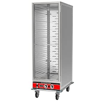 BevLes Full Size Insulated Proofing & Holding Cabinet, 36 Pan Capacity, Reversible Lexan Door, Adjustable Temp & Humidity, Silver