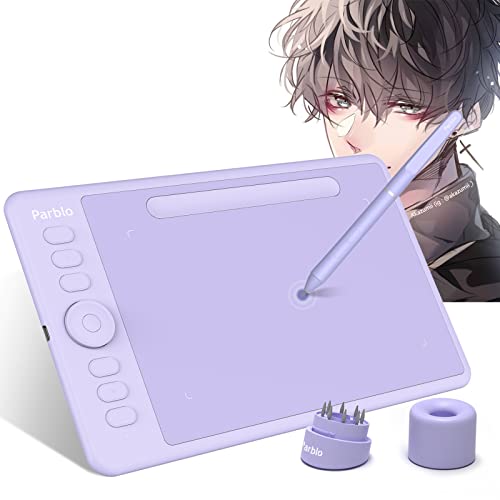 Drawing Tablet, Parblo Intangbo S Graphics Drawing Tablet 7 x 4 Inches with Battery-Free Stylus 8192 Pen Pressure Graphic Tablet Tilt Support Drawing Pad Mac Windows Android OS Supported