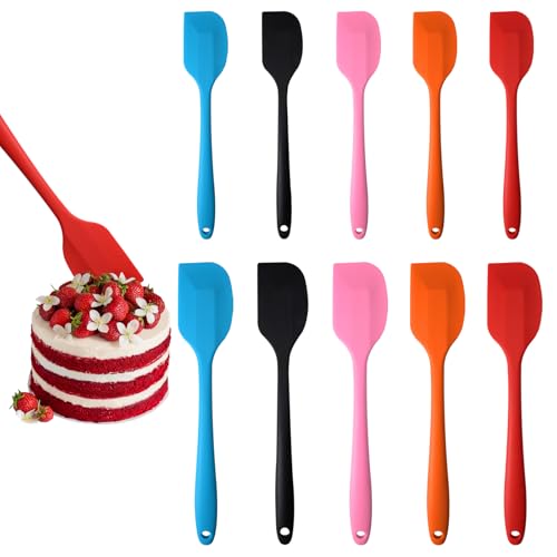 10 Piezas Espatulas Silicona Cocina,Lengua Silicona Cocina,Espatula Silicona Cocina, 260℃ Antiadherente Resistente Al Calor Lengua Cocina,Espatula Cocina Silicona para Mezclar,Hornear y Cocina