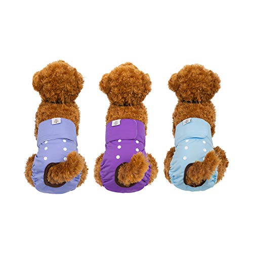 Image of CuteBone Dog Diapers Female Washable Small Medium Large 3 Pack Reusable Doggie Diapers Puppy Period Pants for Doggy Heat Cycle Peeing