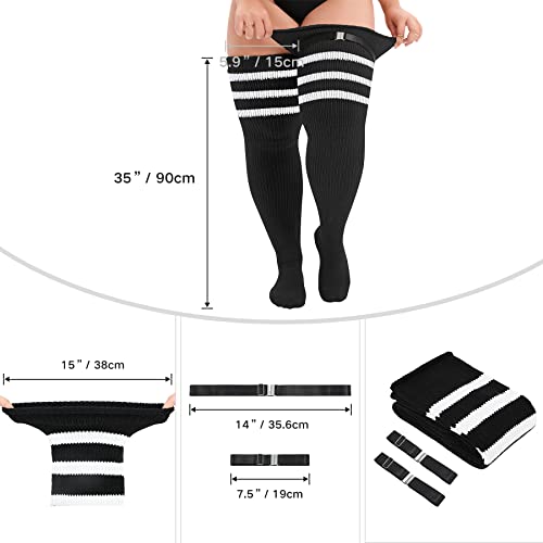 Zando Plus Size Thigh High Socks Extra Long Leg Warmers Over Knee Thick Socks Chunky Knit Thigh High Stockings for Women