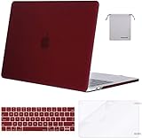 MOSISO MacBook Pro 15 Case 2018 2017 2016 Release A1990/A1707 Touch Bar Models, Plastic Hard Shell & Keyboard Cover & Screen Protector & Storage Bag Compatible Newest Mac Pro 15 Inch, Marsala Red