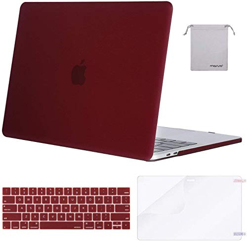 MOSISO Plastic Hard Shell & Keyboard Cover & Screen Protector & Storage Bag Compatible with MacBook Pro 15 Inch, Pure Red