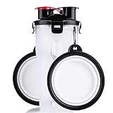 dog water bottle dog bowls for traveling pet food container 2 in 1 with collapsible dog bowls outdoor dog water bowls for walking hiking travelling white 