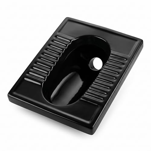 Image of InArt Ceramic Sanitary Ware Indian Toilet /Orissa Pan for Bathroom (Black, 21 Inch)