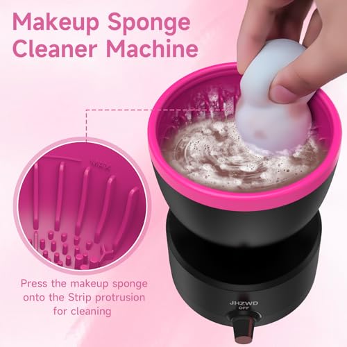 Adjustable Speed Makeup Brush Cleaner Machine, Electric Makeup Sponge Cleaner, Automatic Cosmetic Silicone Cleaning Bowl with Brush Holder Lid- Liquid Foundation, Contour, Eyeshadow, Blush Brush - Image 6