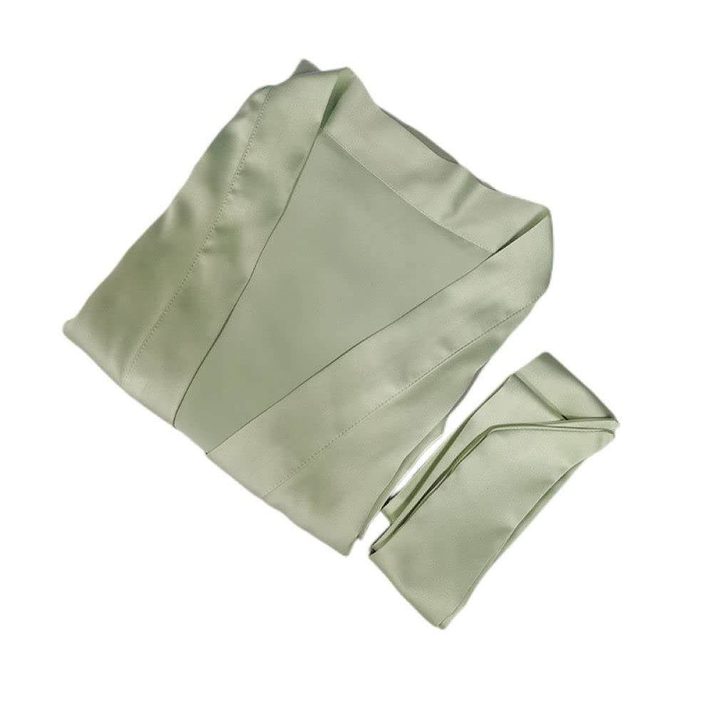 OZEO Pigiami Donna,Accappatoio in Raso Tinta Unita Semplice Kimono Scollo A V Vestaglia Salvia Verde Leggero Corto Pizzo Pigiama Sexy Sposa Vestaglia Pigiameria Bademantel Damen,L