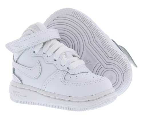 Nike Baby Boy's Force 1 Mid LE (Infant/Toddler) White/White 4 Toddler M2